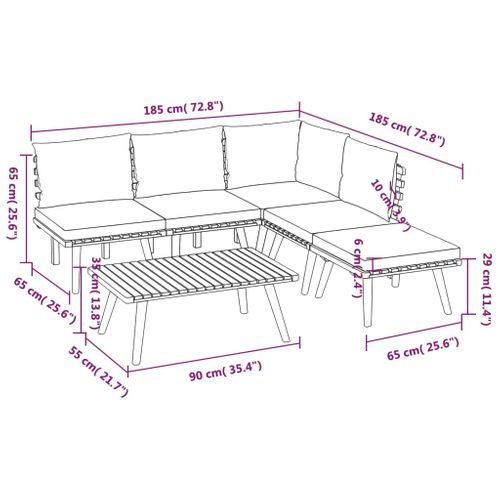 Salon De Jardin 6 Pièces Avec Coussins Bois D'acacia Solide