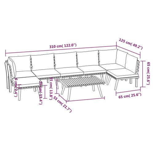Salon De Jardin 8 Pièces Avec Coussins Bois D'acacia Solide