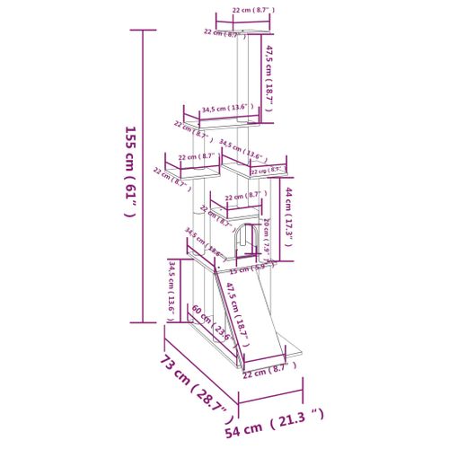 Arbre à Chat Avec Griffoirs En Sisal Crème 155 Cm