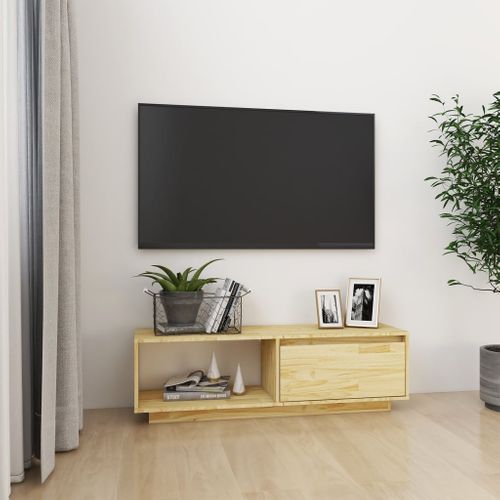 Meuble TV 110x30x33,5 Cm Bois De Pin Massif