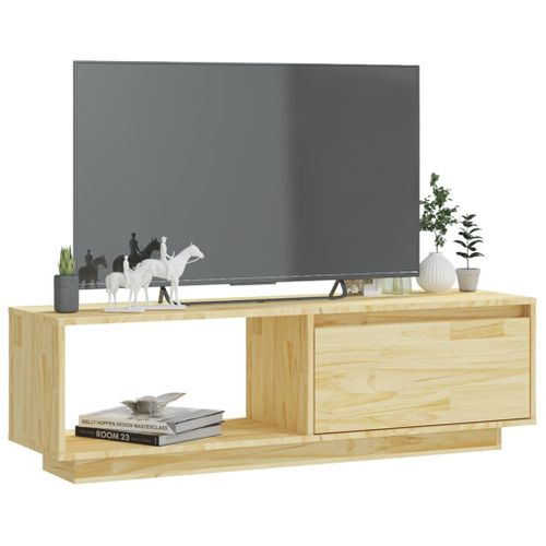 Meuble TV 110x30x33,5 Cm Bois De Pin Massif
