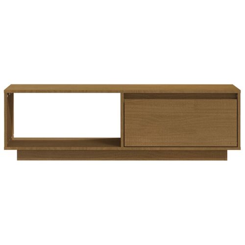 Meuble TV Marron Miel 110x30x33,5 Cm Bois De Pin Massif
