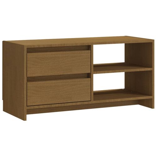 Meuble TV Marron Miel 80x31x39 Cm Bois De Pin Massif