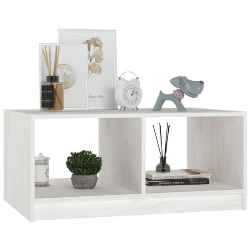 Table Basse Blanc 75x50x33,5 Cm Bois De Pin Massif