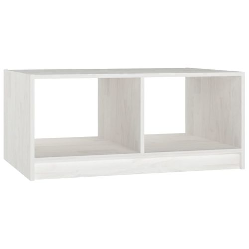 Table Basse Blanc 75x50x33,5 Cm Bois De Pin Massif