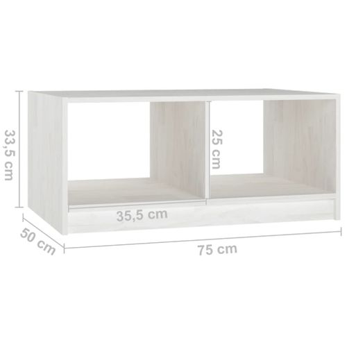 Table Basse Blanc 75x50x33,5 Cm Bois De Pin Massif