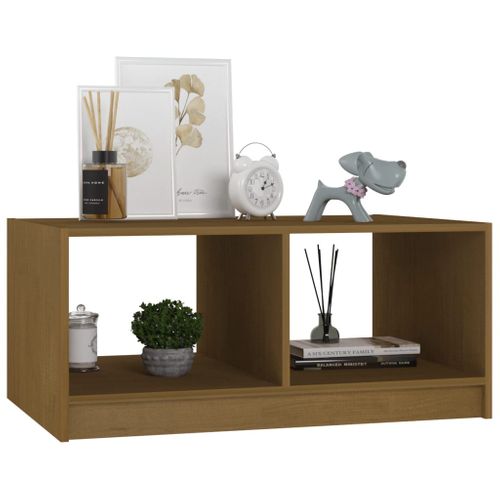 Table Basse Marron Miel 75x50x33,5 Cm Bois De Pin Massif