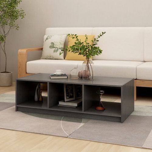 Table Basse Gris 110x50x34 Cm Bois De Pin Massif