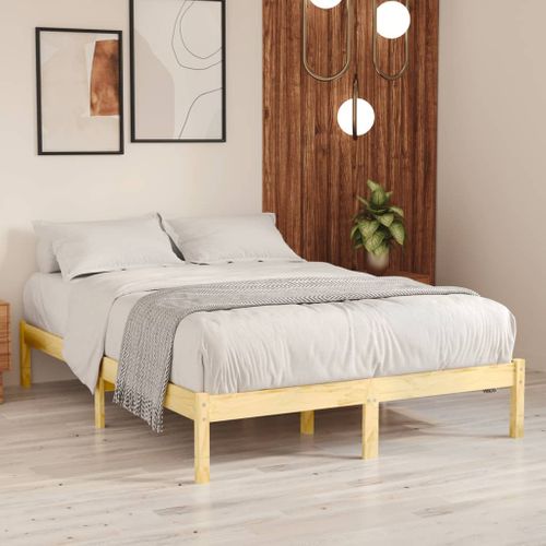 Cadre De Lit Sans Matelas Bois Massif 135x190 Cm