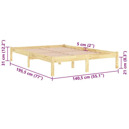 Cadre De Lit Sans Matelas Bois Massif 135x190 Cm