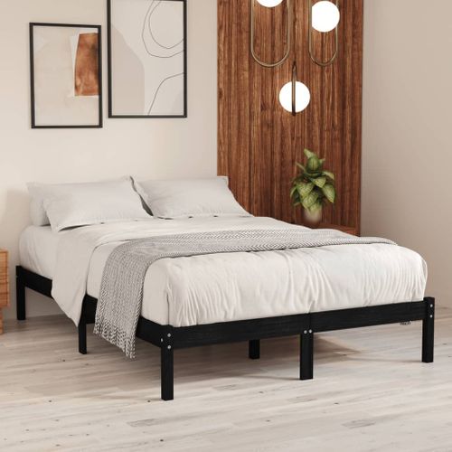 Cadre De Lit Sans Matelas Noir Bois Massif 135x190