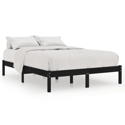 Cadre De Lit Sans Matelas Noir Bois Massif 135x190