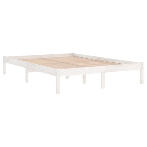 Cadre De Lit Sans Matelas Blanc Bois Massif 120x200 Cm