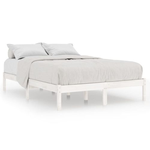 Cadre De Lit Sans Matelas Blanc Bois Massif 120x200 Cm