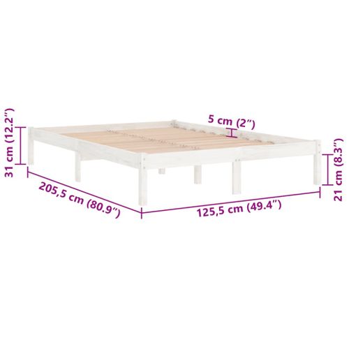 Cadre De Lit Sans Matelas Blanc Bois Massif 120x200 Cm