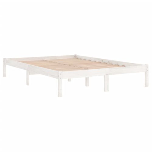 Cadre De Lit Sans Matelas Blanc Bois De Pin Massif 150x200