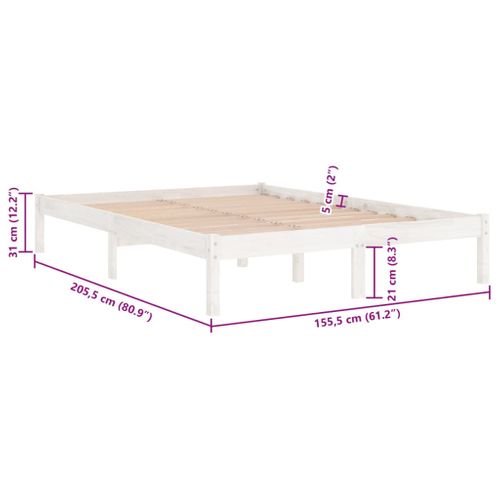 Cadre De Lit Sans Matelas Blanc Bois De Pin Massif 150x200