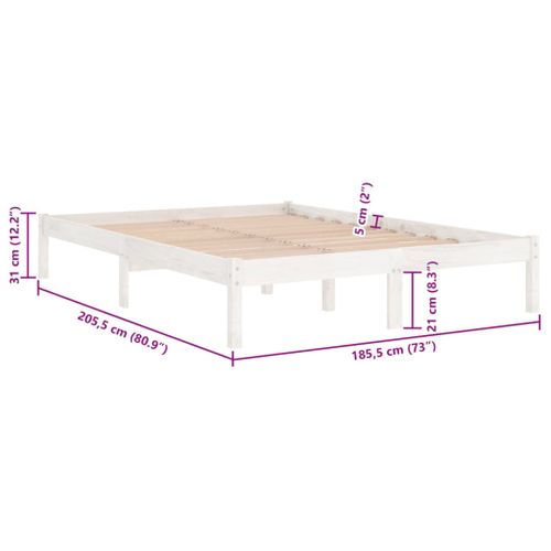 Cadre De Lit Sans Matelas Blanc Bois Massif 180x200