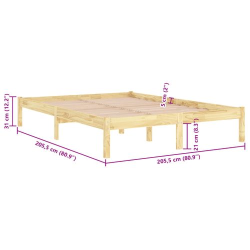 Cadre De Lit Sans Matelas Bois Massif 200x200 Cm