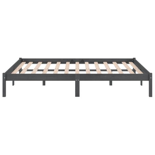 Cadre De Lit Sans Matelas Gris Bois Massif 200x200 Cm