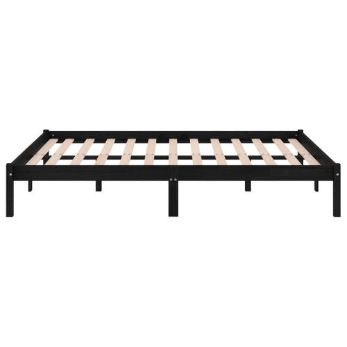 Cadre De Lit Sans Matelas Noir Bois Massif 200x200 Cm