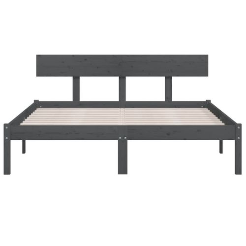 Cadre De Lit Sans Matelas Gris Bois Massif 120x190 Cm