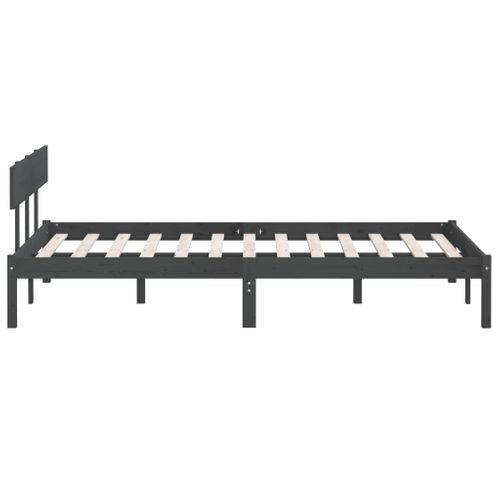 Cadre De Lit Sans Matelas Gris Bois Massif 120x190 Cm