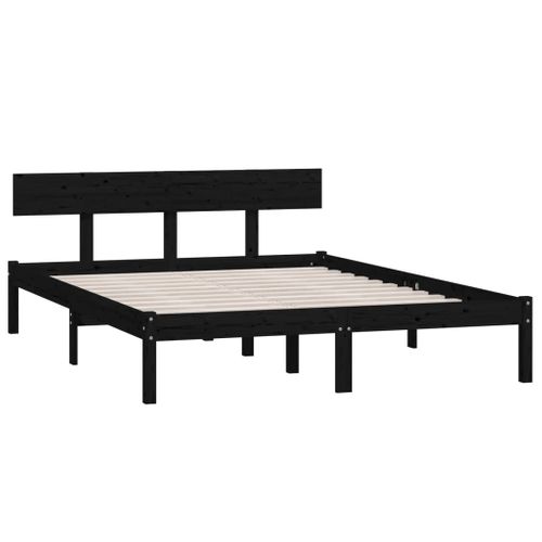 Cadre De Lit Sans Matelas Noir Bois Massif 120x190