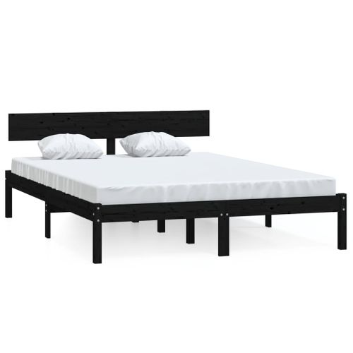 Cadre De Lit Sans Matelas Noir Bois Massif 120x190