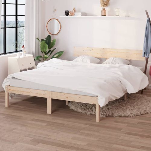 Cadre De Lit Sans Matelas Bois Massif 140x190 Cm