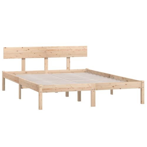 Cadre De Lit Sans Matelas Bois Massif 140x190 Cm