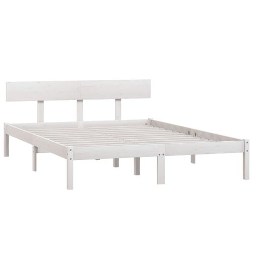 Cadre De Lit Sans Matelas Blanc Bois Massif 140x190 Cm