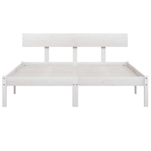 Cadre De Lit Sans Matelas Blanc Bois Massif 120x200 Cm