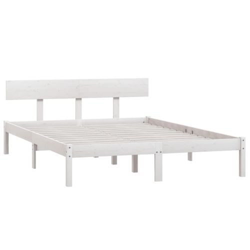 Cadre De Lit Sans Matelas Blanc Bois Massif 120x200 Cm