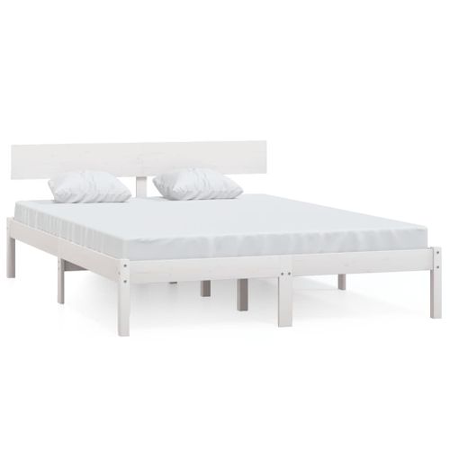 Cadre De Lit Sans Matelas Blanc Bois Massif 120x200 Cm