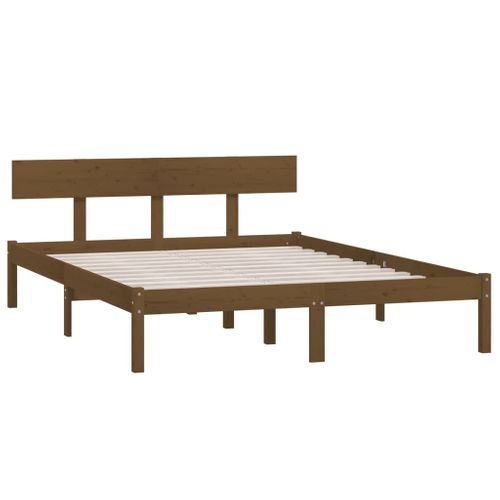 Cadre De Lit Sans Matelas Marron Miel Bois Massif 120x200 Cm