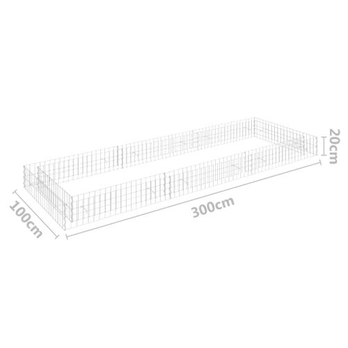 Jardinière à Gabion Acier Galvanisé 300x100x20 Cm