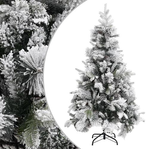 Sapin De Noël à Flocons De Neige Et Pommes De Pin 195 Cm Pvc/pe