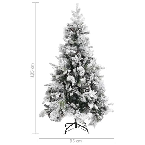 Sapin De Noël à Flocons De Neige Et Pommes De Pin 195 Cm Pvc/pe