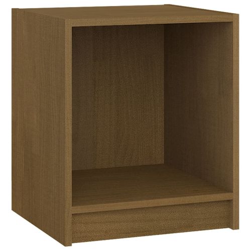 Table De Chevet Marron Miel 35,5x33,5x41,5cm Bois De Pin Massif
