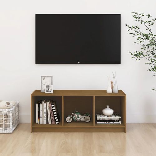 Meuble TV Marron Miel 104x33x41 Cm Bois De Pin Massif