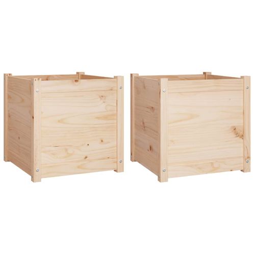 Jardinières D'extérieur 2 PCs 50x50x50 Cm Bois De Pin Massif