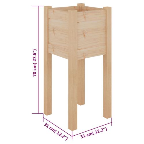 Jardinière D'extérieur 31x31x70 Cm Bois De Pin Massif