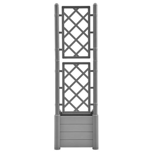 Jardinière Avec Treillis 43x43x142 Cm Pp Gris Pierre