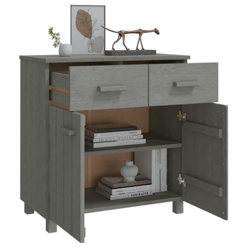 Buffet Hamar Gris Clair 79x40x80 Cm Bois Massif De Pin