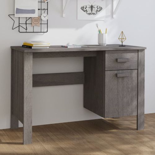 Bureau Hamar Gris Clair 113x50x75 Cm Bois Massif De Pin