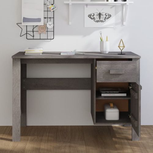 Bureau Hamar Gris Clair 113x50x75 Cm Bois Massif De Pin