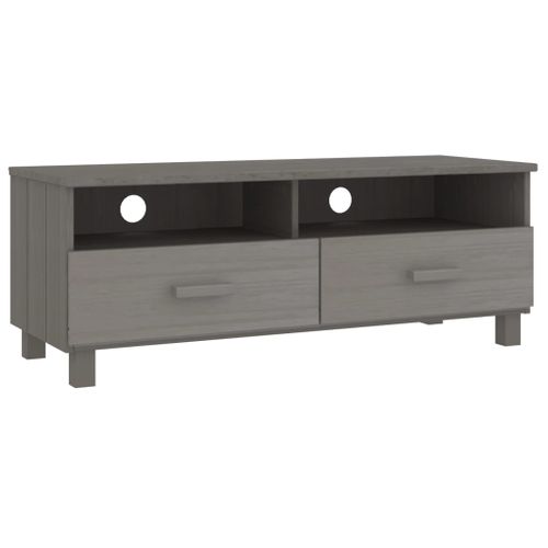 Meuble TV Hamar Gris Clair 106x40x40 Cm Bois Massif De Pin
