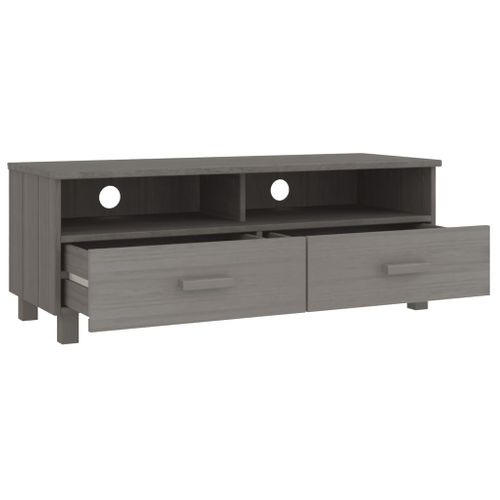 Meuble TV Hamar Gris Clair 106x40x40 Cm Bois Massif De Pin