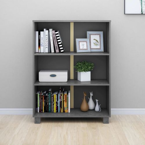 Bibliothèque Hamar Gris Foncé 85x35x112 Cm Bois De Pin Massif